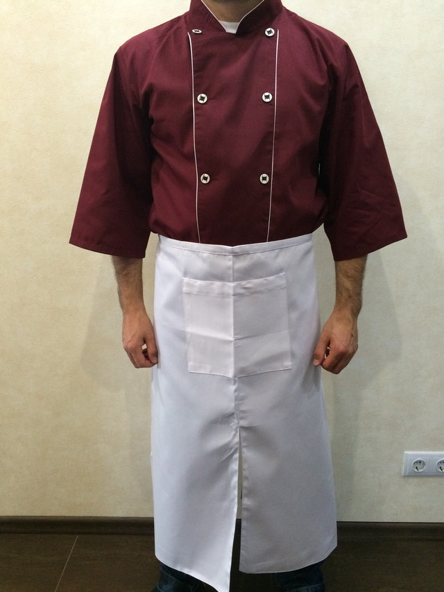 Фартук для повара длинный, бармена, официанта белый коттон, фартук ...