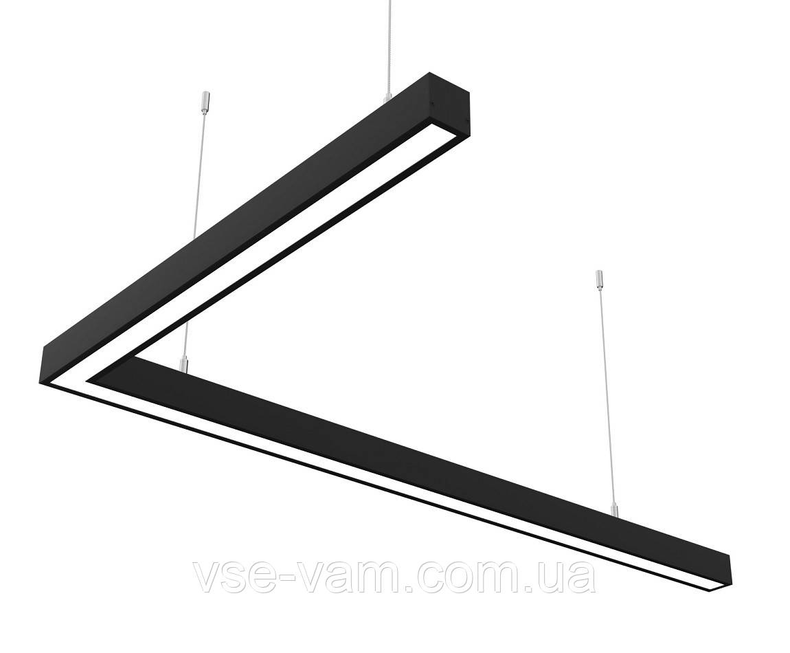 Лінійний світлодіодний світильник Z-LED 80Вт L-подібний чорний (1000*600)