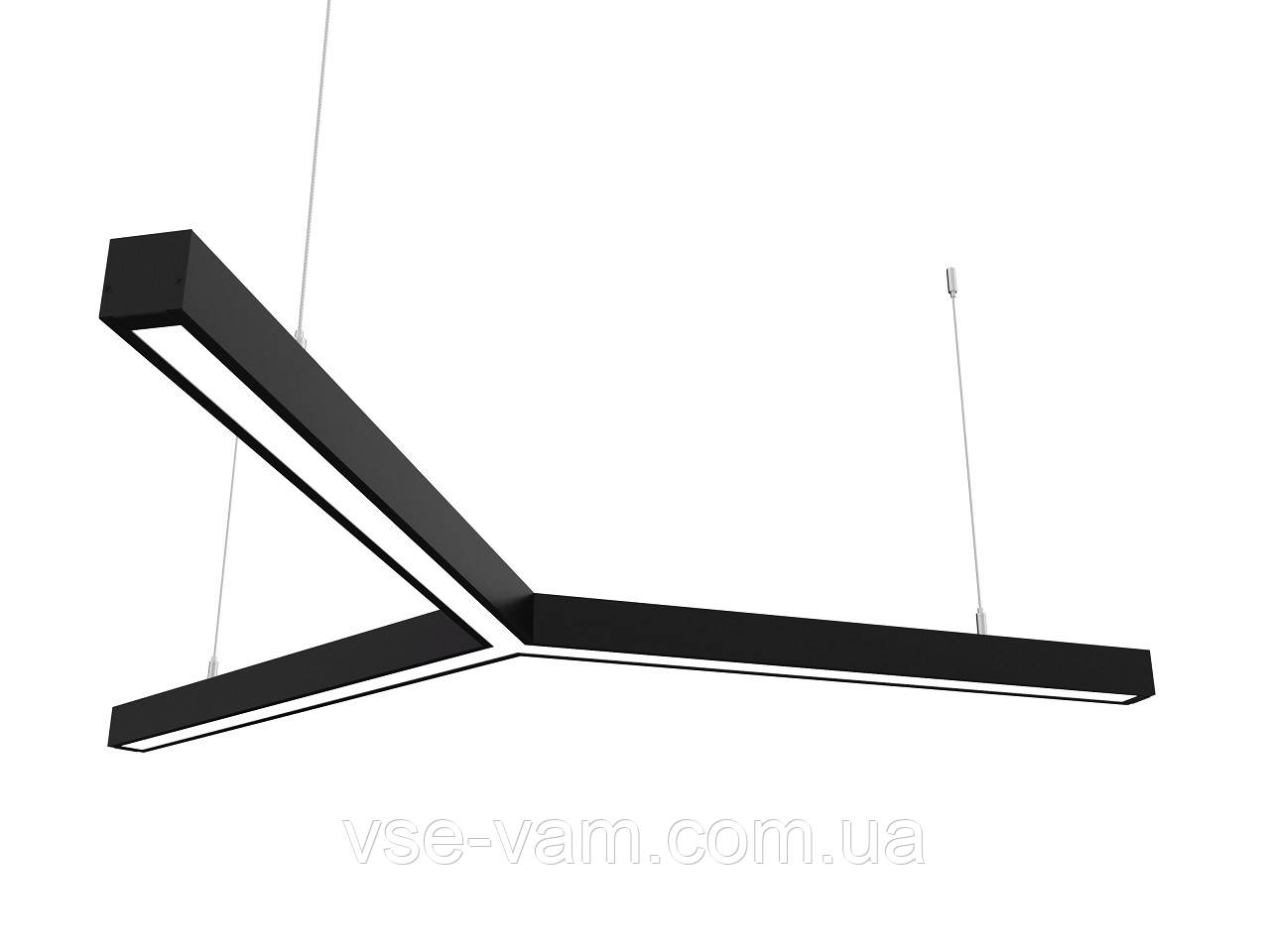 Лінійний світлодіодний світильник Z-LED 90 Вт, "Y-подібний" чорний (3x600 мм)