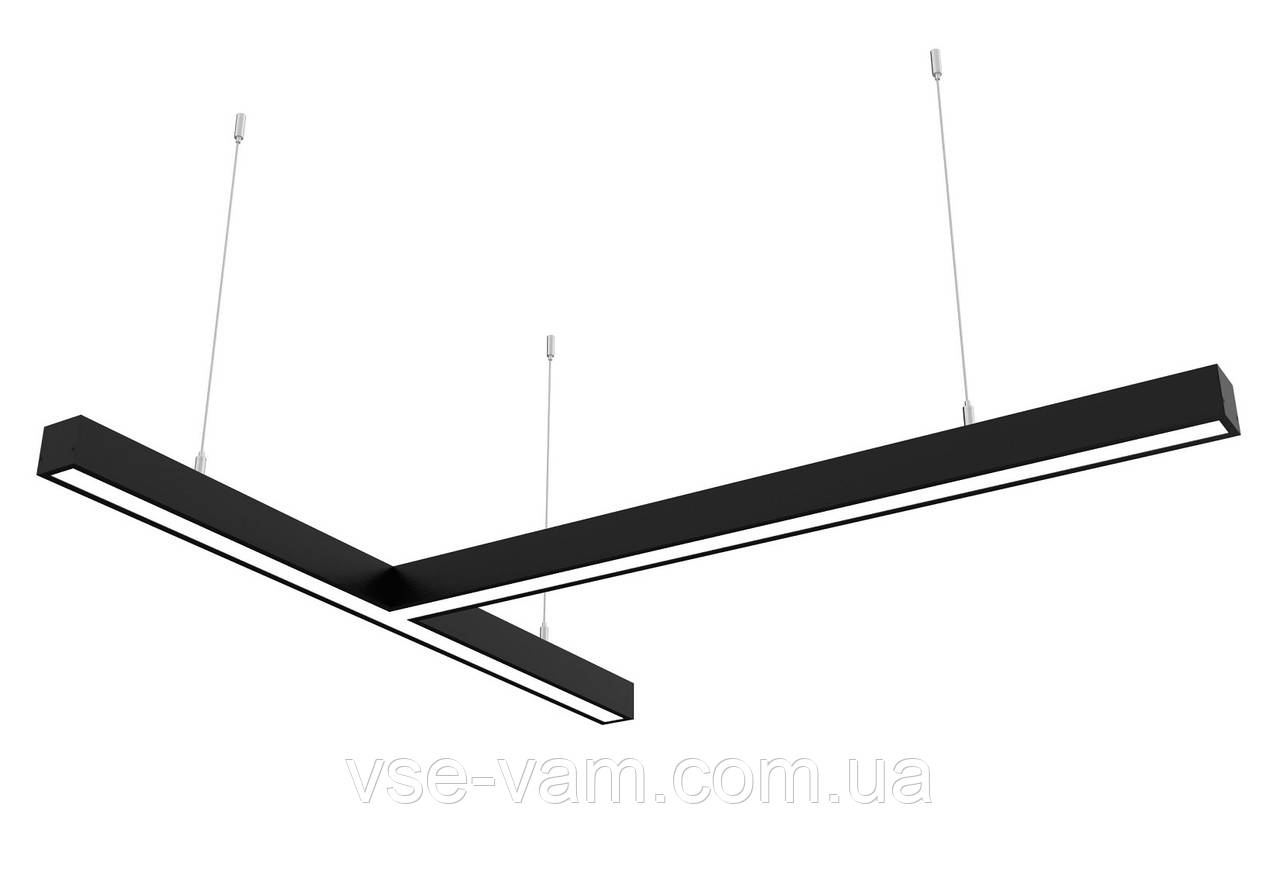 Лінійний світлодіодний світильник X-LED 80 Вт, "Т-подібний" чорний (800*800 мм), фото 1