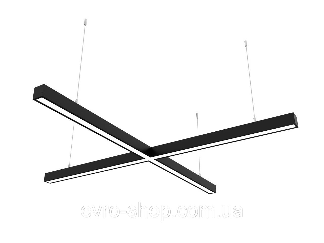 Лінійний світлодіодний світильник X-LED 80 Вт, "X-подібний" чорний (хрест 800x800 мм)
