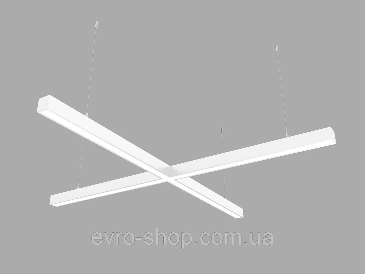 Лінійний світлодіодний світильник X-LED 80Вт, "X-подібний" білий (хрест 800x800 мм)