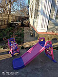 Дитяча пластикова гірка для дому та вулиці 140 см рожево/фіолетова (Долоні), фото 2