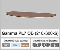 Полочка из стекла настенная навесная овальная Commus PL7 OB (210х600х6мм)