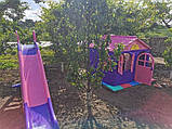 АКЦІЯ НАБІР Дитячий середній ігровий пластиковий будиночок зі шторками і велика пластикова гірка ТМ Doloni, фото 3