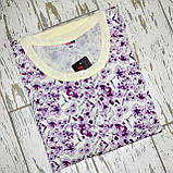 Великі розміри 58, 60. Жіноча домашній одяг, комплект піжами 100% бавовна, фіолетово-молочна, фото 2