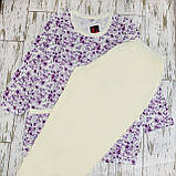 Великі розміри 58, 60. Жіноча домашній одяг, комплект піжами 100% бавовна, фіолетово-молочна, фото 3