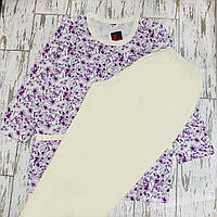 Розміри 58, 60. Жіночий домашній костюм, батальна піжама бавовна преміум якість, фіолетова