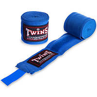 Бинты боксерские TWINS 4 метра хлопок с эластаном 005-4, Синий: Gsport