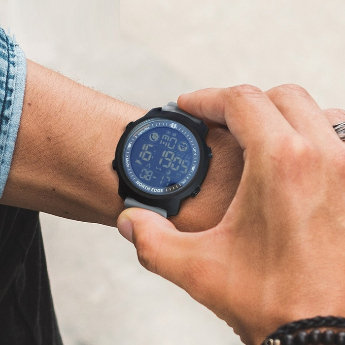 Чоловічий наручний смарт-годинник круглий водостійкий 5 атм гарантія 12 місяців North Edge Laker Black 5BAR