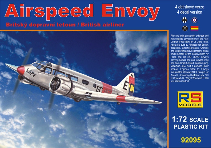 Пластикова модель 1/72 RS models 92095 Британський літак Airspeed Envoy,Cheetah engine