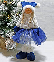 Мягкая новогодняя игрушка Девочка в синем 38 см