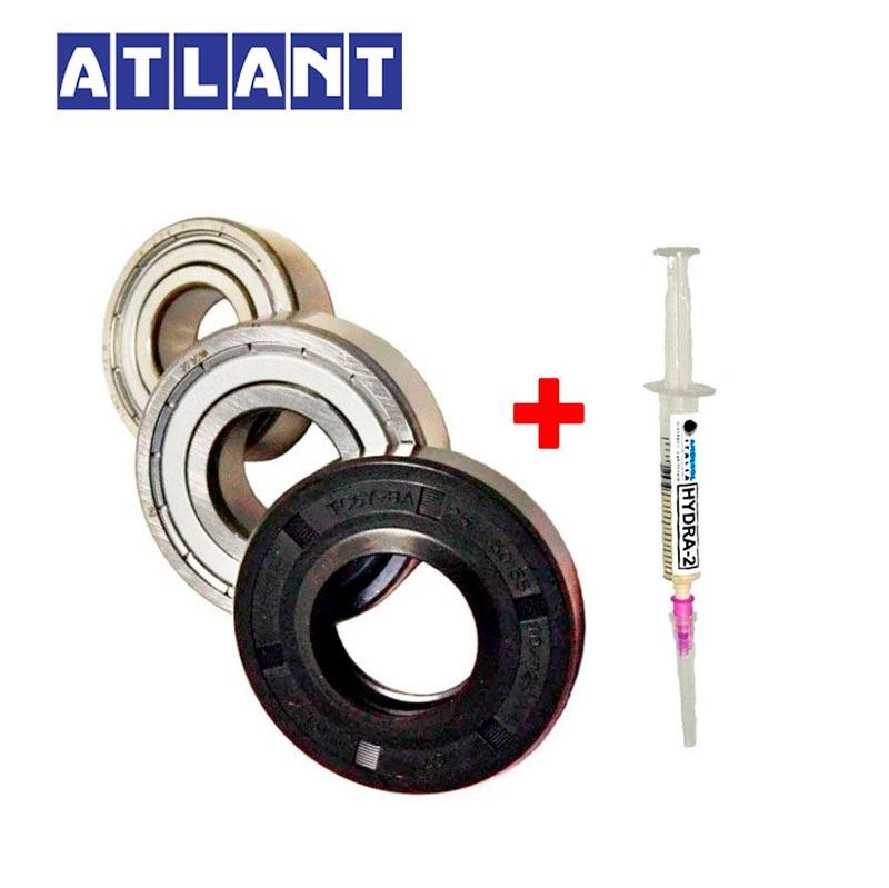 Комплект підшипників для пральної машини Атлант 6204,6205 SKF та сальник 30х52х8,5/10,5 + мастило, фото 1