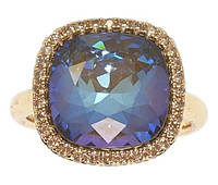 Кольцо Xuping Позолота 18K с кр-ми Swarovski "Ocean Delite в обрамлении циркония 15х15мм" р.16.5,17