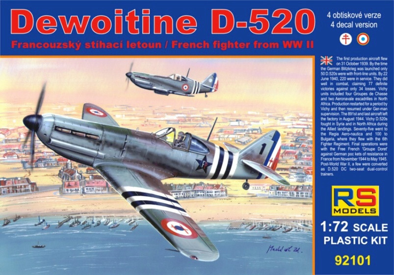Пластикова модель 1/72 RS models 92101 Французький винищувач Dewoitine D-520 Free France