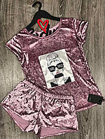 Модна рожева піжама, костюм жіночий велюр.