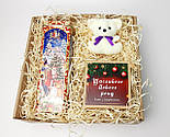Бокс новорічний "Мій ведмедик": новорічне печиво з передбаченнями, набір чаю, міждвінок-талісман, фото 2