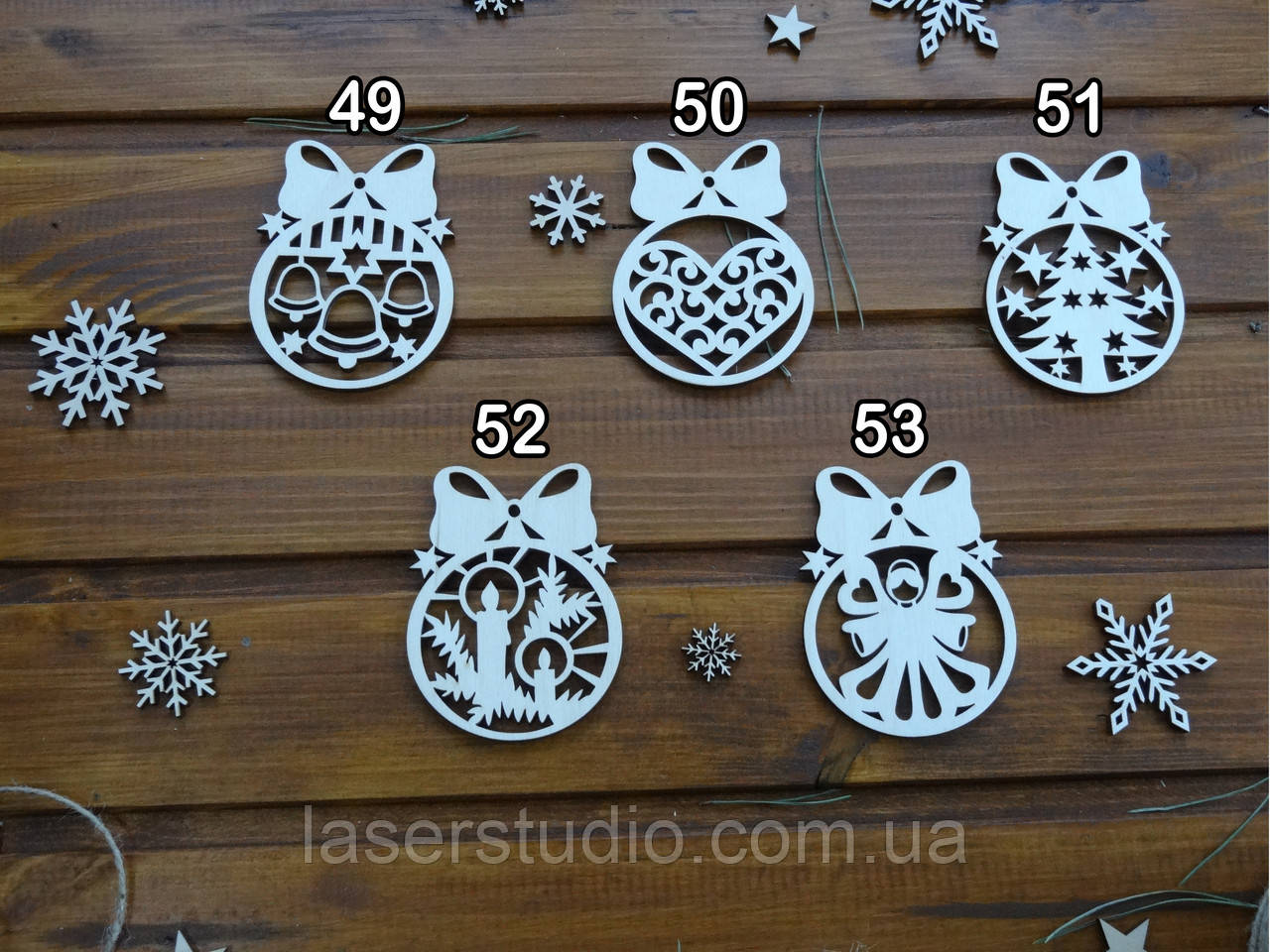 Новорічні ялинкові іграшки з бантиком, фото 1