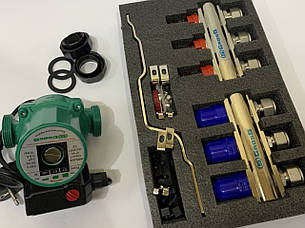 Колектор для теплої підлоги GROSS у зборі з насосом на 3 виходи, фото 2