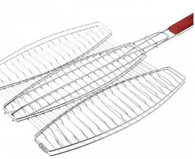 Решітка неіржавка овальна для гриля — барбекю для 3х риб 400*370 мм (шт)