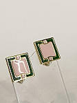 Сережки гіпоалергенні "Двоколірний квадрат", 8355
