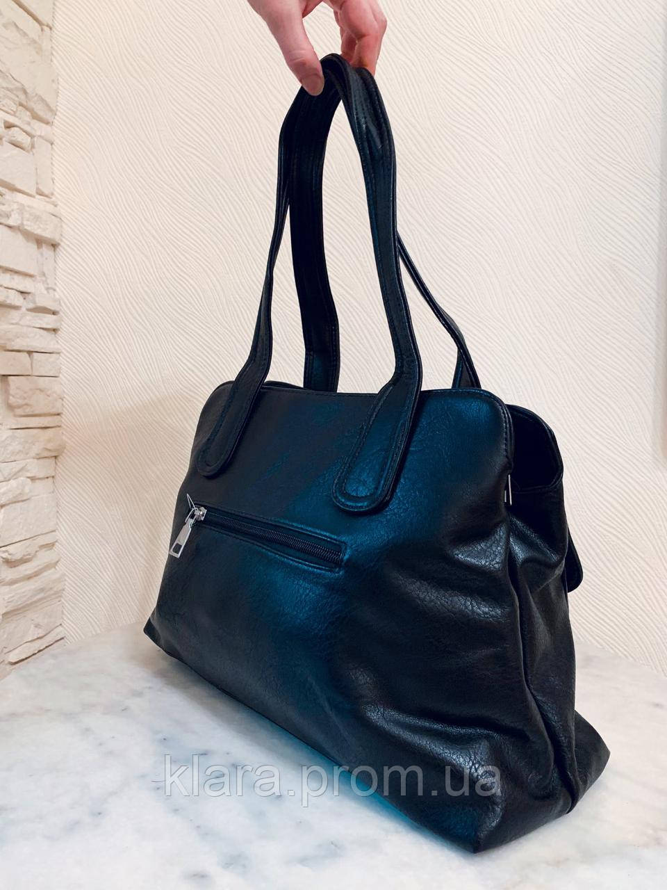Вместительная сумка городская для женщин черного цвета - фото 3 - id-p640159393