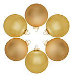 Набір ялинкових скляних кульок House of Seasons 6шт, іграшки на ялинку кульки із скла 8см, Шампань, фото 2