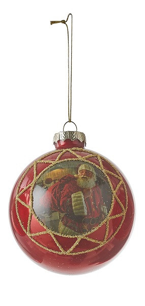 Ялинкова скляна кулька "Санта", 8 см., "House of Seasons", колір червоний