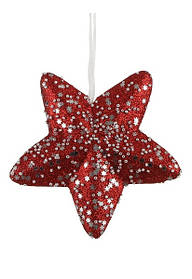 Ялинкова іграшка House of Seasons Зірка в блискітках 15см, новорічна прикраса підвіска на ялинку, Червоний