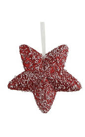 Ялинкова іграшка House of Seasons Зірка засніжена 15см, новорічна прикраса підвіска на ялинку, Червоний