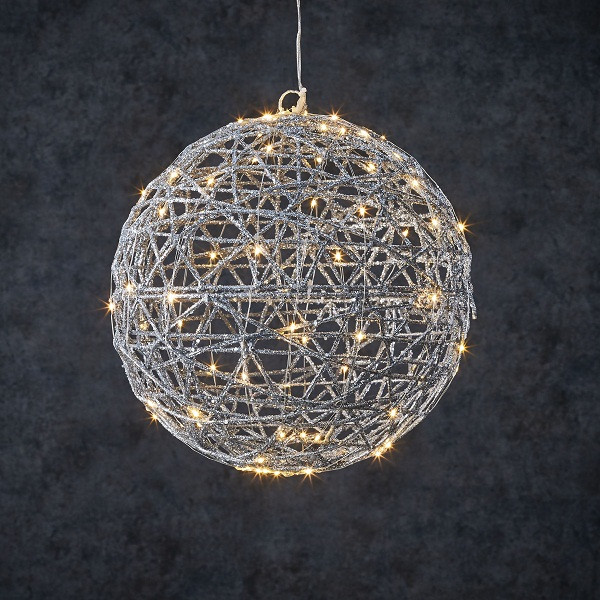 Куля декоративна срібна, 33 см, 80 led "Luca Lighting", фото 1