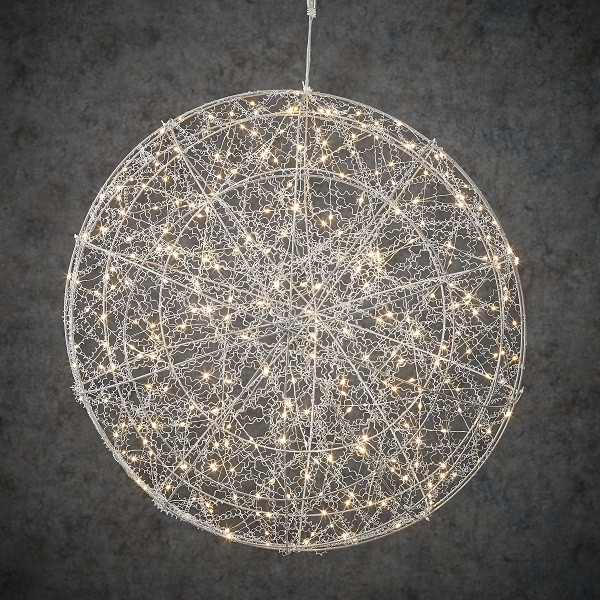 Світлодіодна підвіска Luca Lighting Сфера срібло 60 см, новорічна прикраса 320 led, мерехтлива
