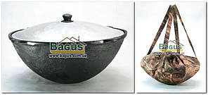 Чавунний наманганський (Узбекський) казан 16 л з кришкою (d-41 см, стінка 6 мм) і чохлом, відшліфований, круглий низ