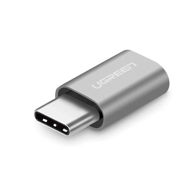 Перехідник-адаптер Ugreen USB Type-C to Micro USB Metal Gray (US189)