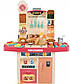 Дитяча ігрова кухня з холодильником, вода, світло, звук, 56 предметів, 100см, червона, 998A, фото 2