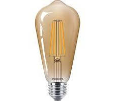 Лампа світлодіодна Philips LEDClassic 5.5-48W ST64 E27 825 CL GOLD ND APR FIL
