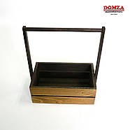 Ящик дерев'яний з ручкою бежевий з коричневим, 25х15х10(30) см, фото 3