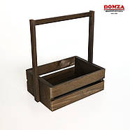 Ящик дерев'яний із ручкою коричневий, 25х15х10 (30) см, фото 5