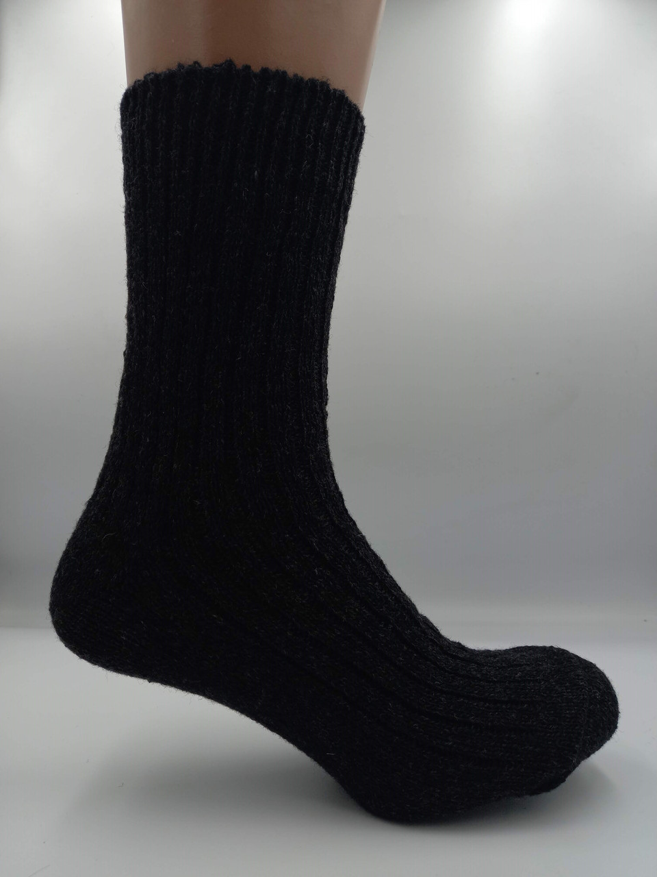 Шкарпетки чоловічі вовняні темно сірі рубчик