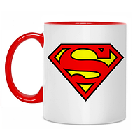 Чашка кольорова червона всередині Superman (zc0002)