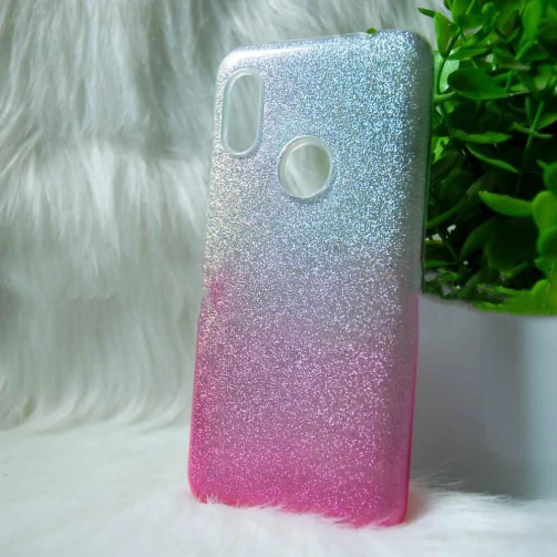 Силіконовий чохол Xiaomi Redmi Note 6 "Блискітки" Сіро-рожевий (grey-pink)
