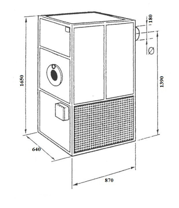 Габариты Воздухонагреватель на отработке MTM MP-50 (60 кВт) Фото