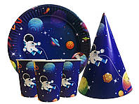 Набор для детского дня рождения " Космос " Тарелки -10 шт Стаканчики - 10 шт Колпачки - 10 шт