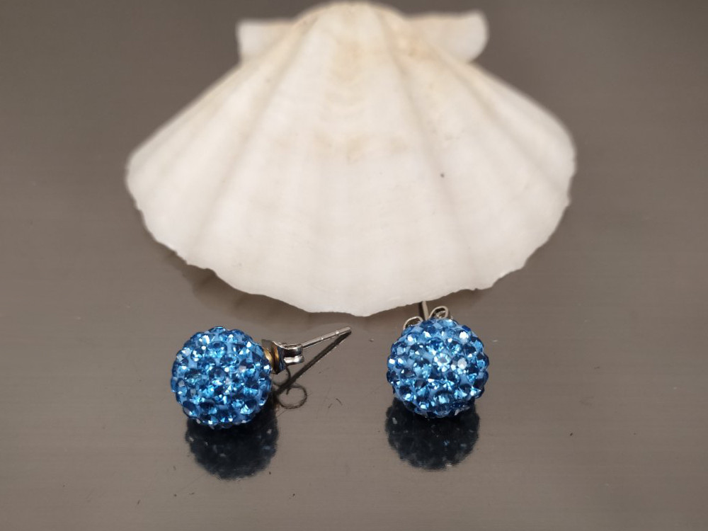 Пусети Шамбала 10 мм, блакитний, фото 1