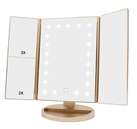 Зеркало LED макияжное настольное прямоугольное тройное (W-13), без риска
