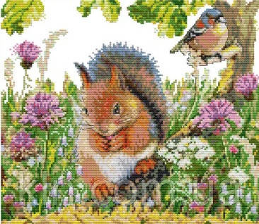 Вишивка хрестиком комплект з нитками Білочка кудесниця 35х31 см (арт. MK118), фото 1