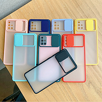 Силиконовый матовый чехол с защитой камеры/со шторкой для камеры на телефон Xiaomi Redmi 9 / Сяоми Редми 9