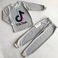Пижама детская "TikTok", цвет: серый-меланж, рост 122