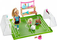 Кукла Барби Челси, набор игра в футбол с щенками, Barbie Dreamhouse Adventures Chelsea Doll in Soccer Uniform