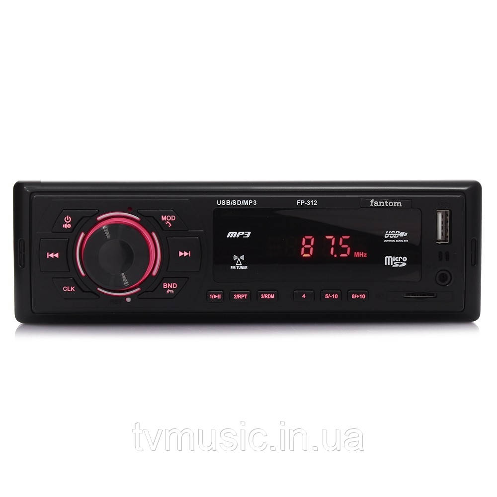 Автомагнітола Fantom FP-312 Black/Red, фото 1